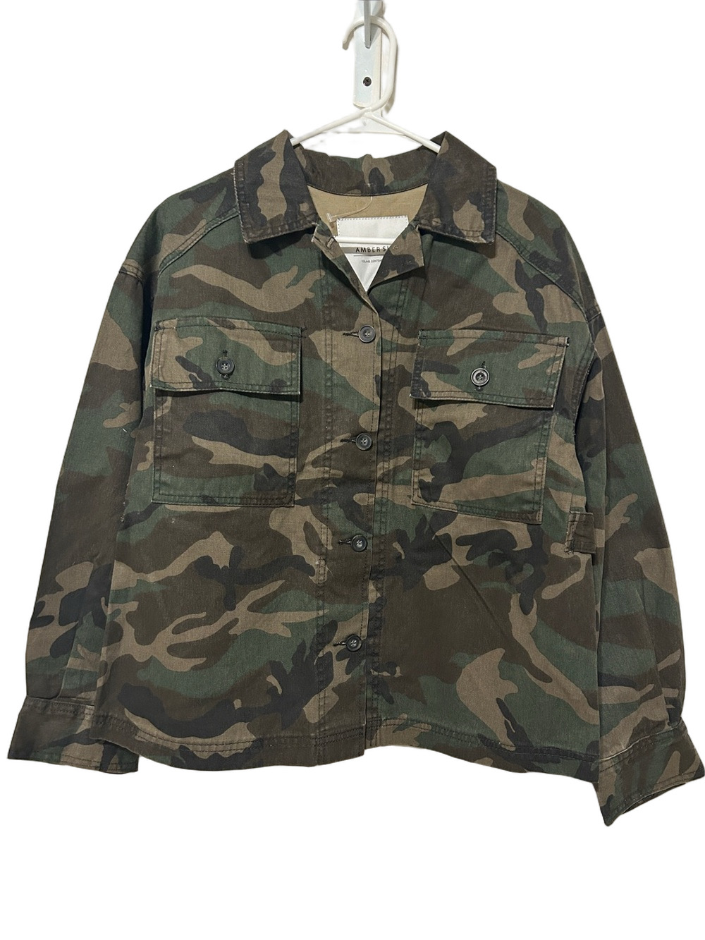 🍎AMBER SKY Camo Utility Jacket - Green Camo size XS NWT